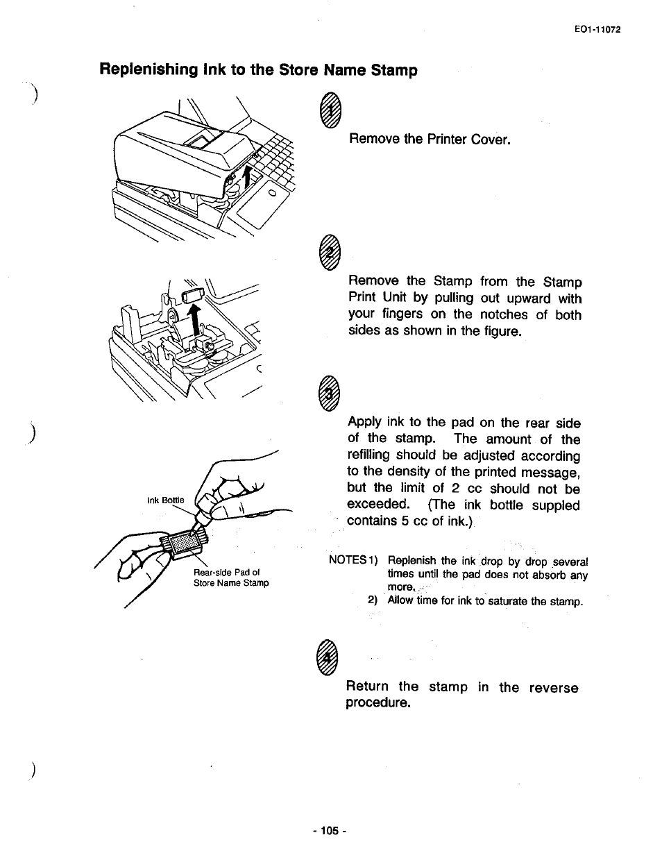 Replenishing ink to the store name stamp | Toshiba TEC MA-85-100 User Manual | Page 105 / 120