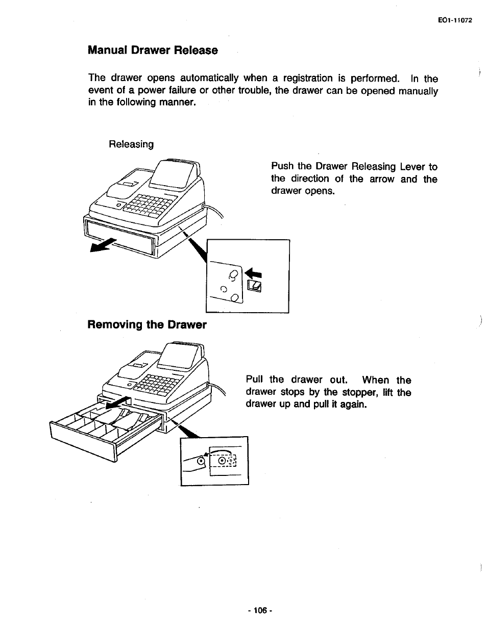 Manual drawer release | Toshiba TEC MA-85-100 User Manual | Page 106 / 120