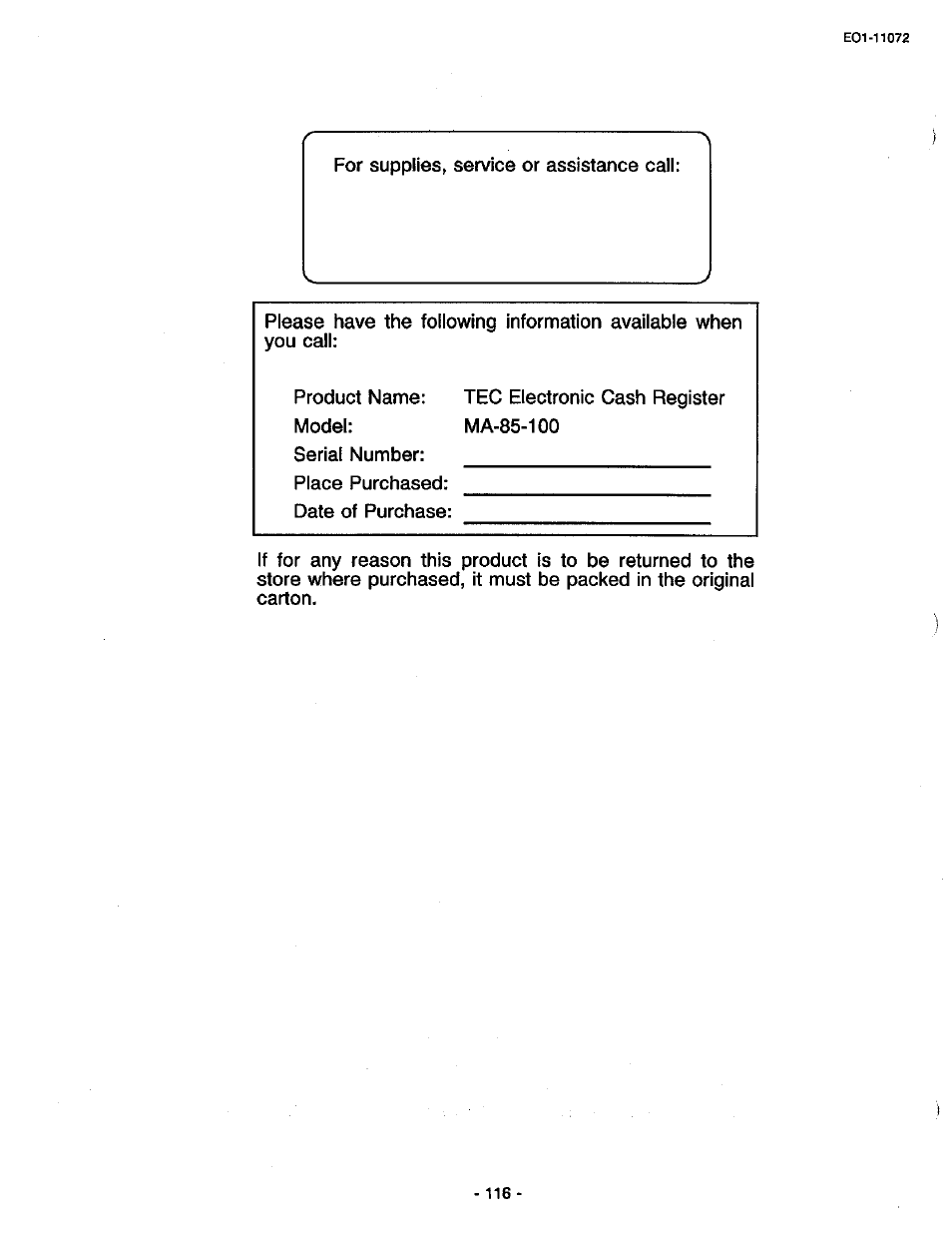 Toshiba TEC MA-85-100 User Manual | Page 118 / 120