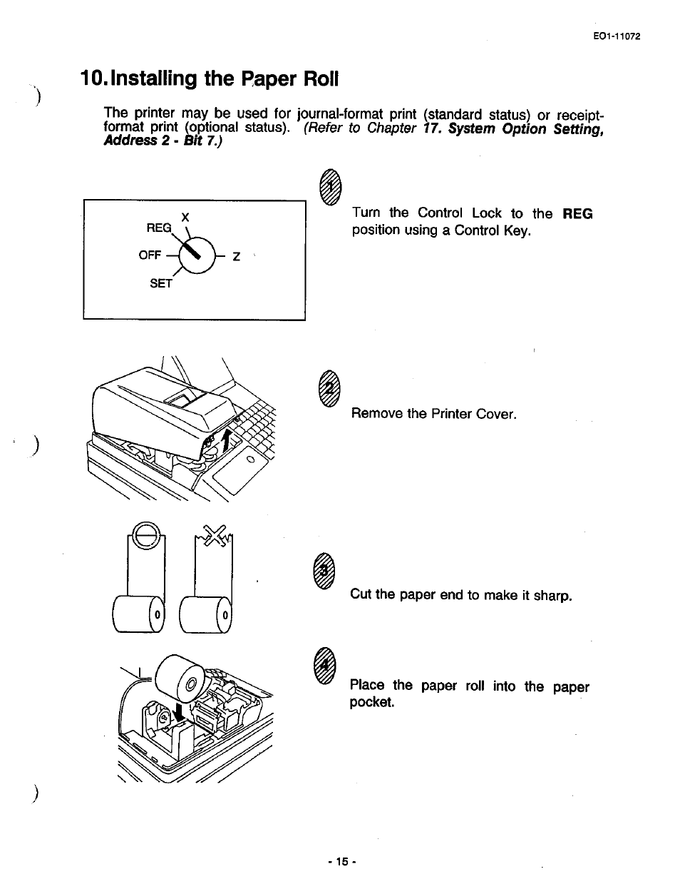 Installing the paper roil | Toshiba TEC MA-85-100 User Manual | Page 17 / 120