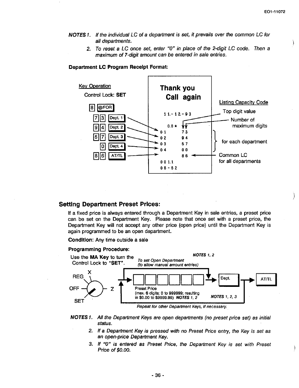 Setting department preset prices | Toshiba TEC MA-85-100 User Manual | Page 38 / 120