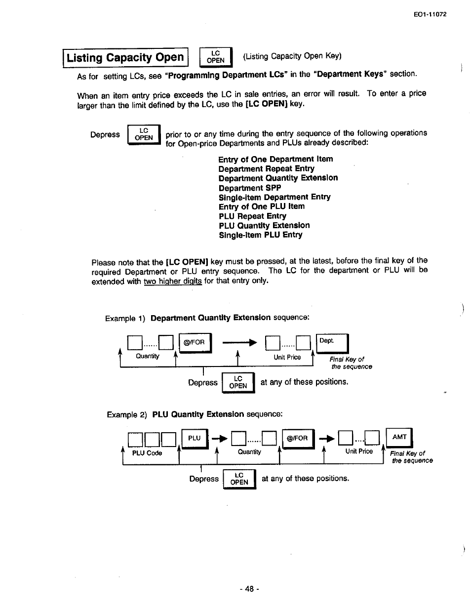 Listing capacity open | Toshiba TEC MA-85-100 User Manual | Page 50 / 120