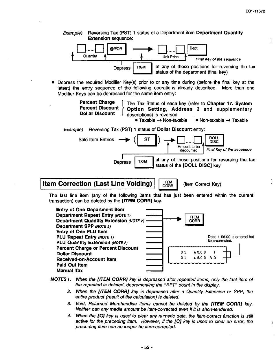 Item correction (last line voiding) | Toshiba TEC MA-85-100 User Manual | Page 52 / 120