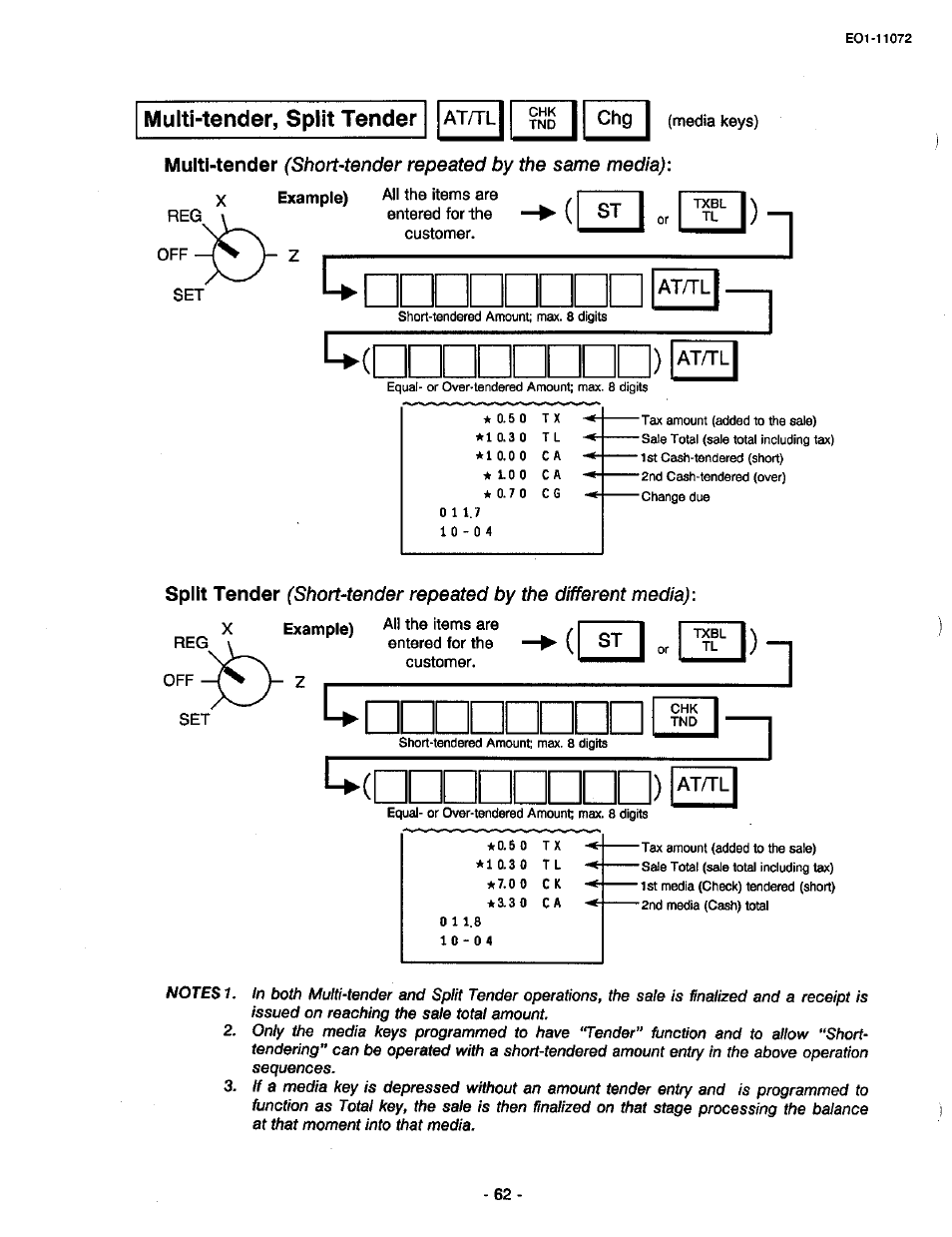 At^-l, At/tl, Multi-tender, split tender atn"l | Toshiba TEC MA-85-100 User Manual | Page 62 / 120