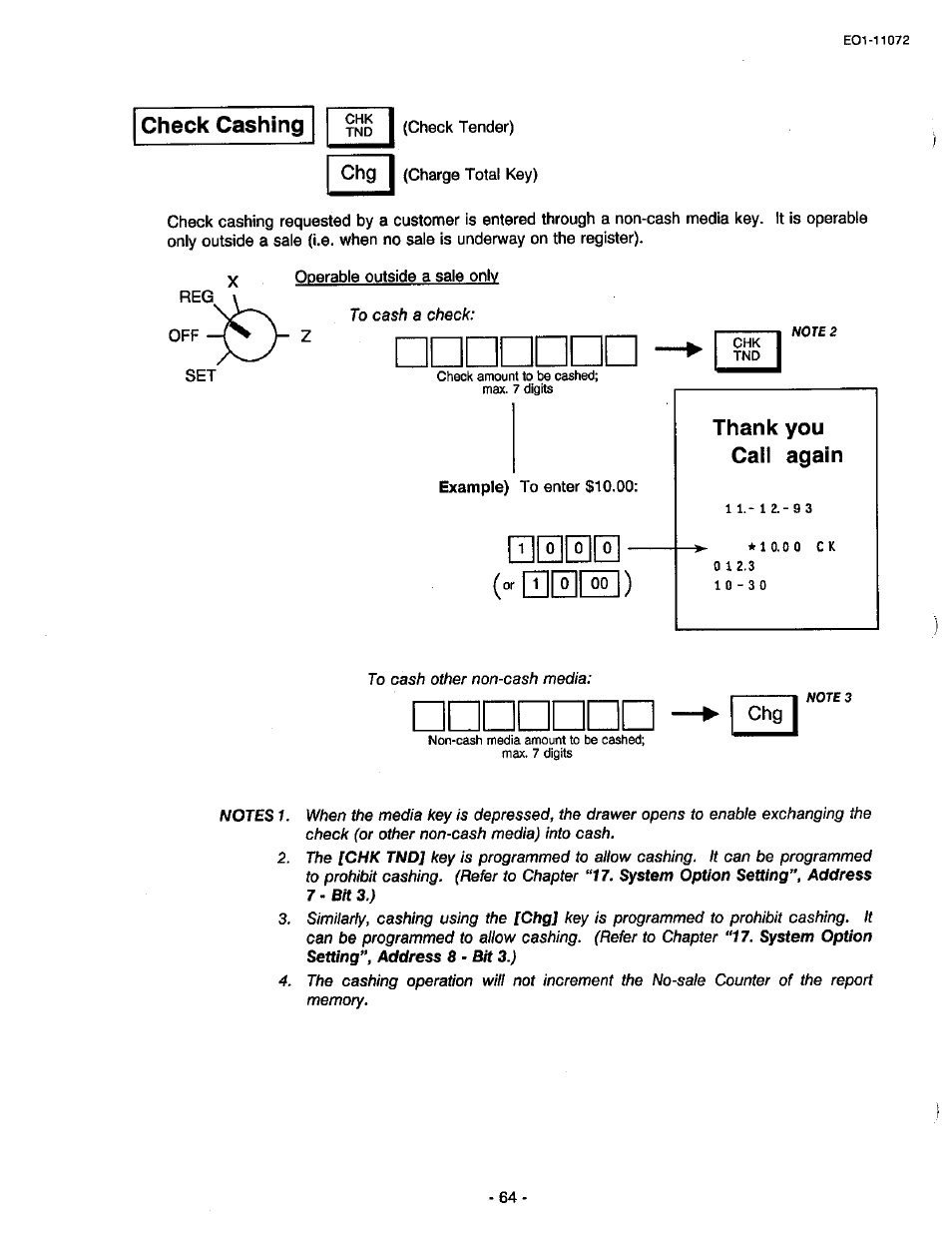 Check cashing, Iii000, Chg i | Toshiba TEC MA-85-100 User Manual | Page 64 / 120
