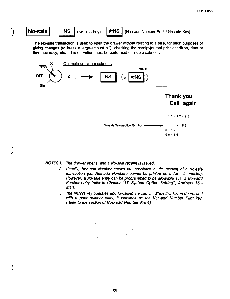 No-sale | Toshiba TEC MA-85-100 User Manual | Page 65 / 120
