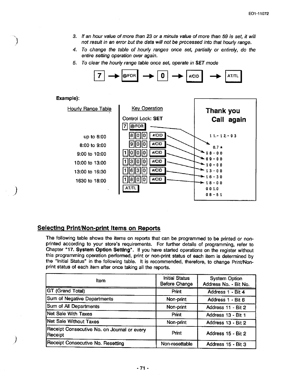 Selecting print/non-print uems on reports, Selecting print/non-print items on reports | Toshiba TEC MA-85-100 User Manual | Page 71 / 120