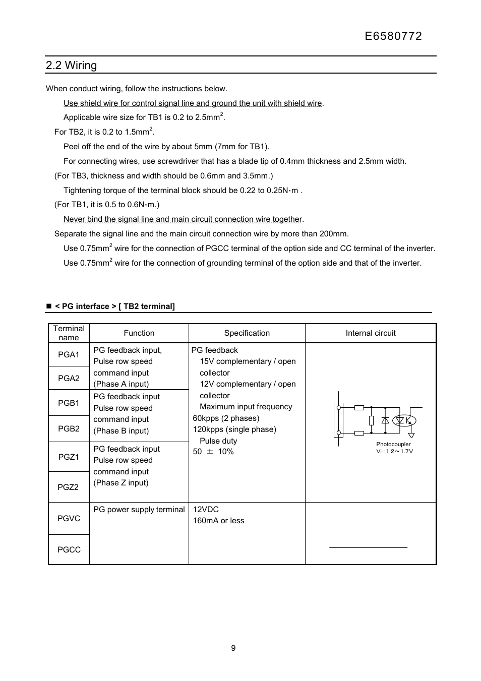 2 wiring | Toshiba Tosvert Inverter E6580772 User Manual | Page 10 / 26