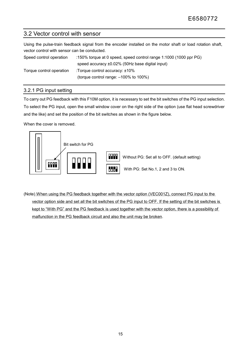 2 vector control with sensor | Toshiba Tosvert Inverter E6580772 User Manual | Page 16 / 26