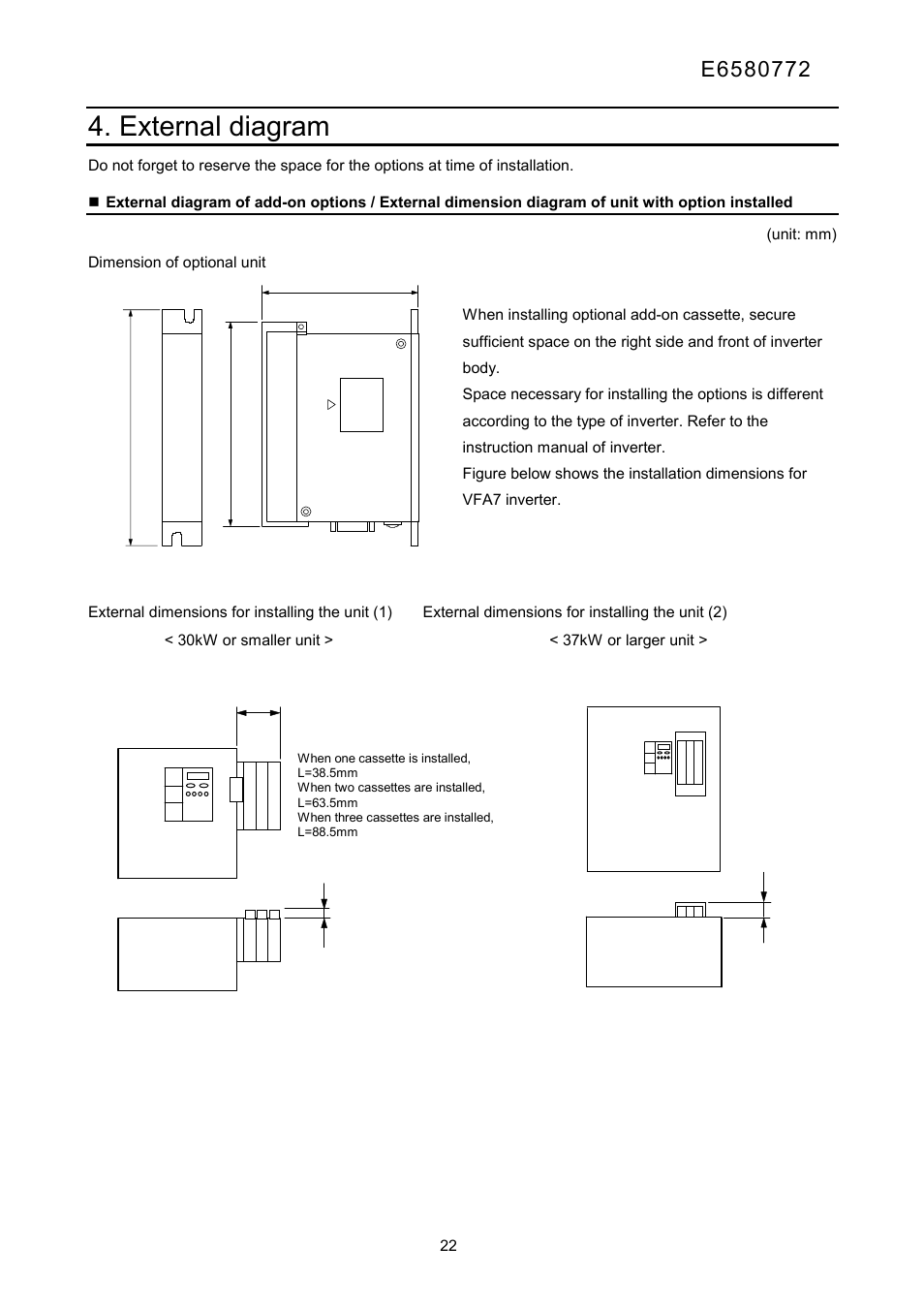 External diagram | Toshiba Tosvert Inverter E6580772 User Manual | Page 23 / 26