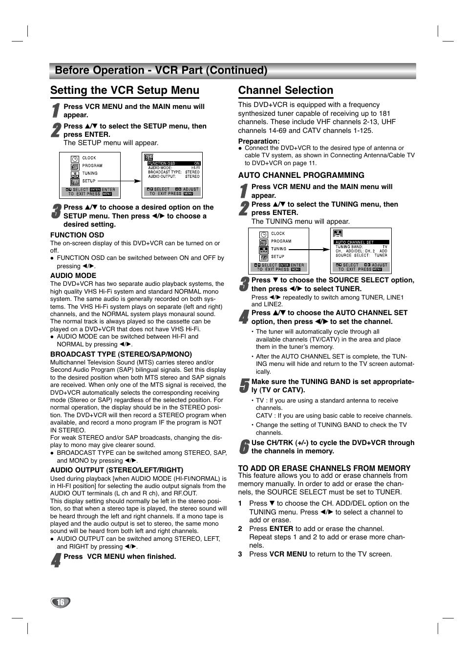 Channel selection | Toshiba SD-V596SU User Manual | Page 16 / 49