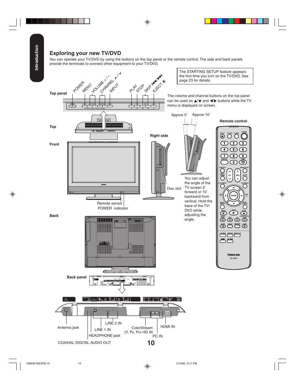 Exploring your new tv/dvd | Toshiba Lcd TV/DVD Combination 23HLV86 User Manual | Page 10 / 68