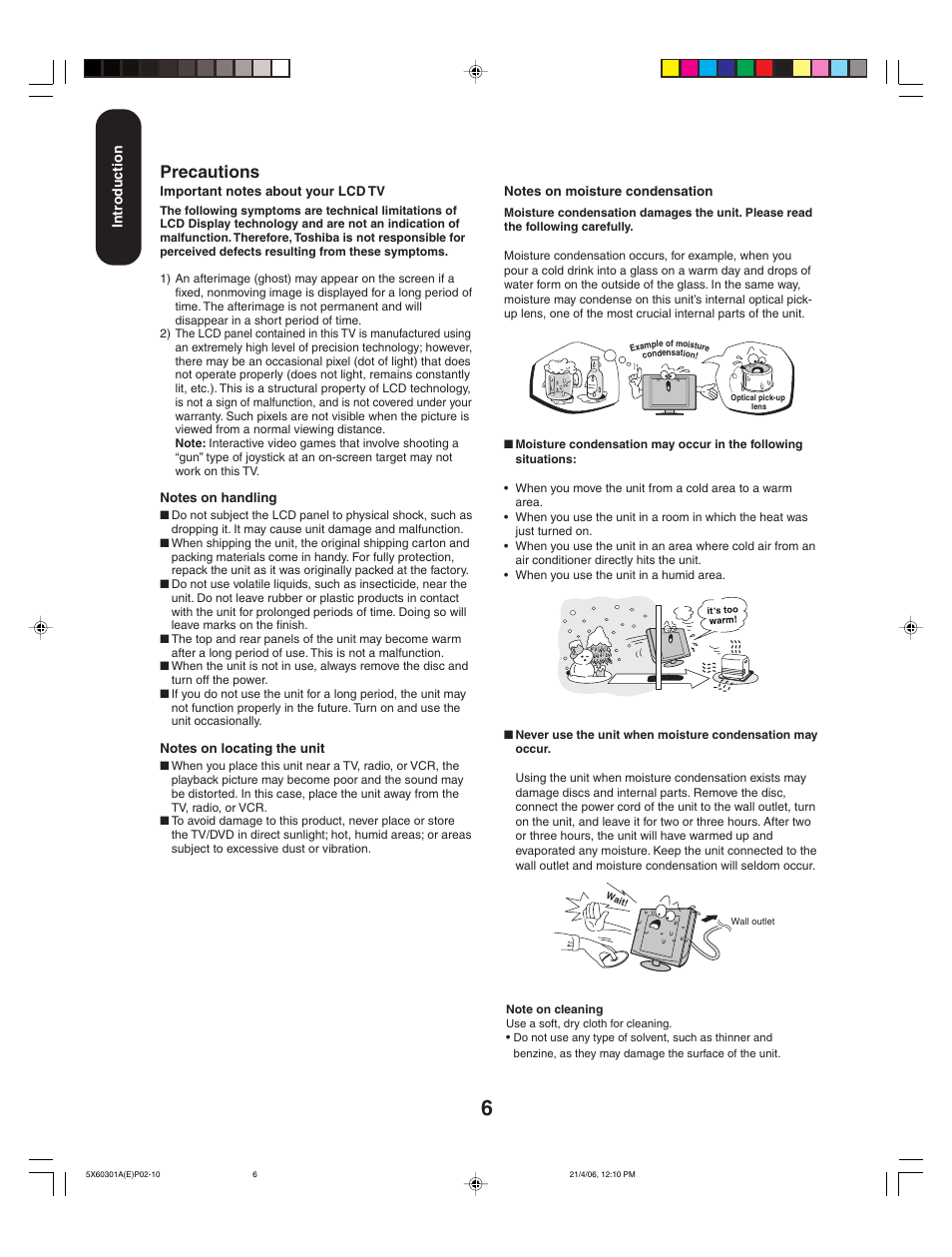 Precautions | Toshiba Lcd TV/DVD Combination 23HLV86 User Manual | Page 6 / 68