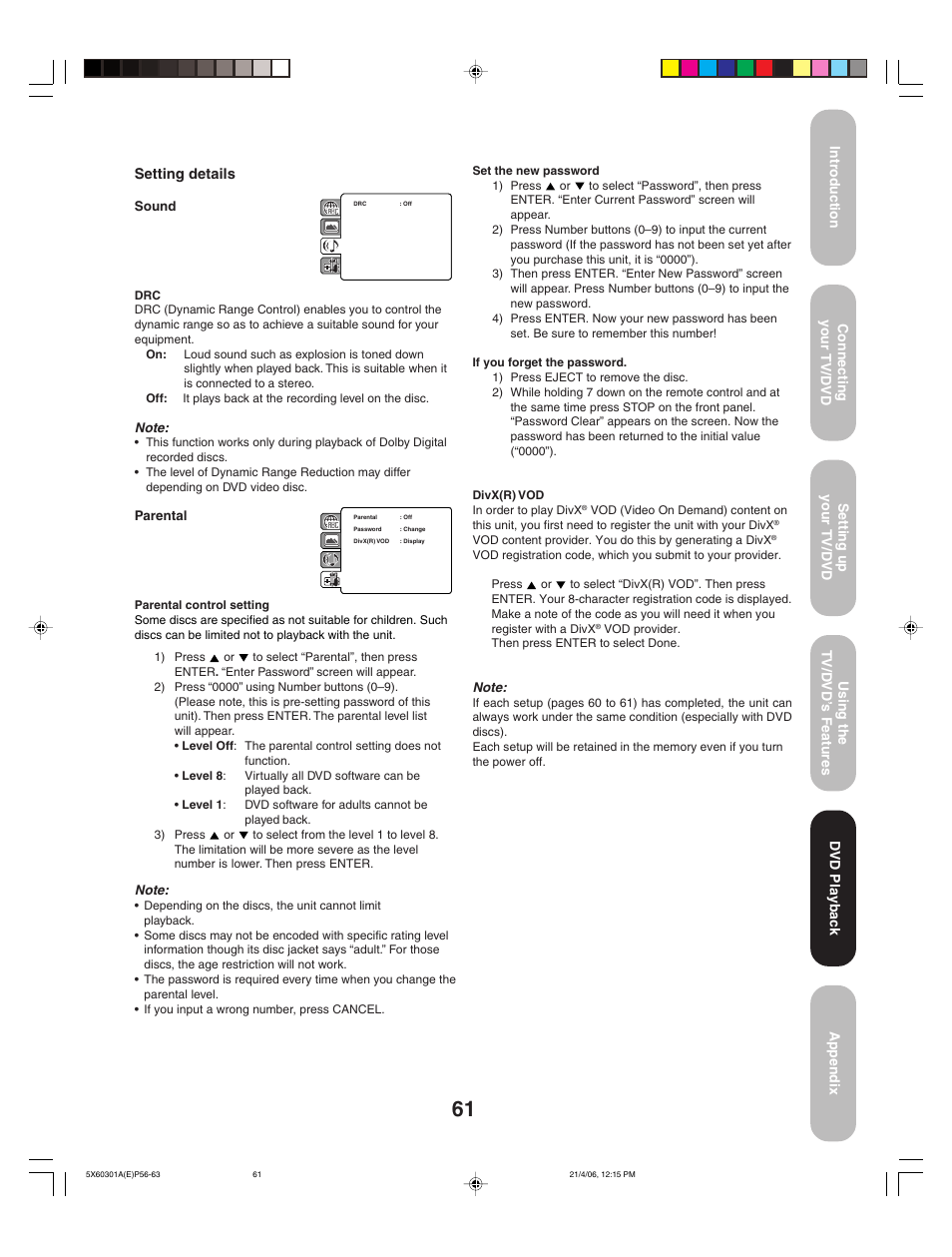 Toshiba Lcd TV/DVD Combination 23HLV86 User Manual | Page 61 / 68