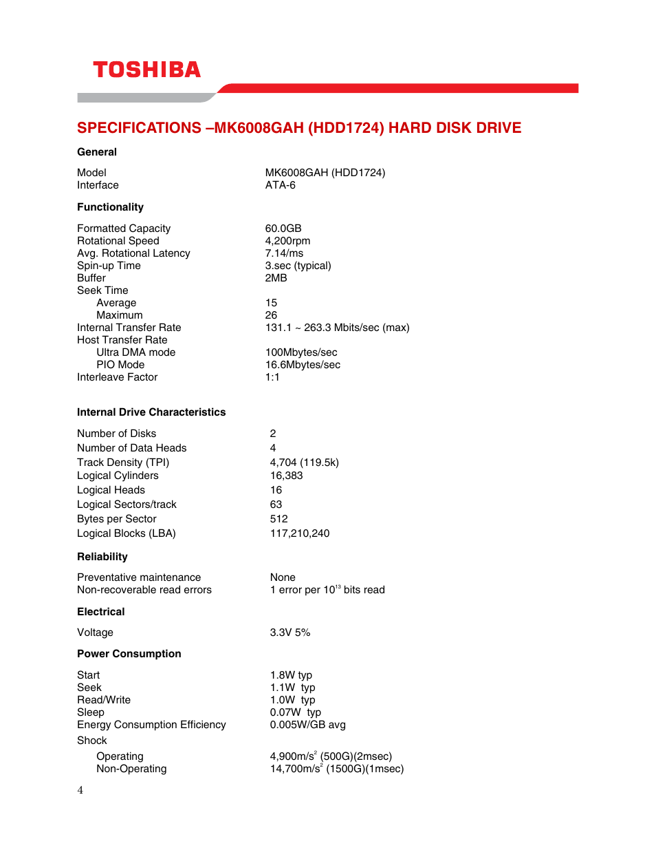 Toshiba MK6008GAH User Manual | Page 6 / 9