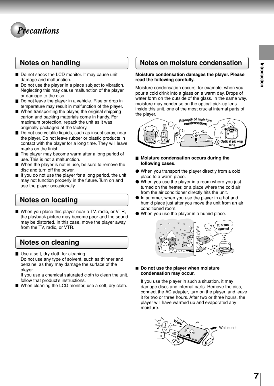 Precautions | Toshiba SD-P1880SE User Manual | Page 7 / 72