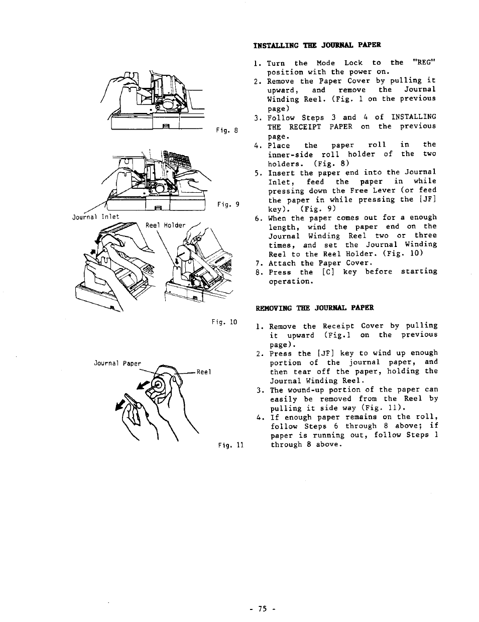 Installing the journal paper, Removing the journal paper | Toshiba MA-290-100 SERIES User Manual | Page 79 / 84