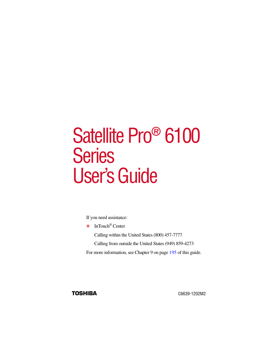 Toshiba Satellite Pro 6000 Series User Manual | 295 pages