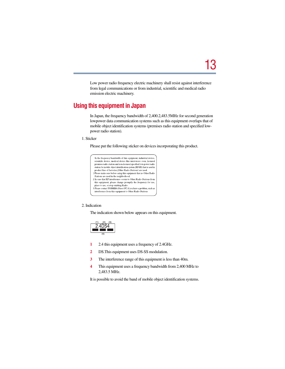Using this equipment in japan | Toshiba Satellite Pro 6000 Series User Manual | Page 13 / 295