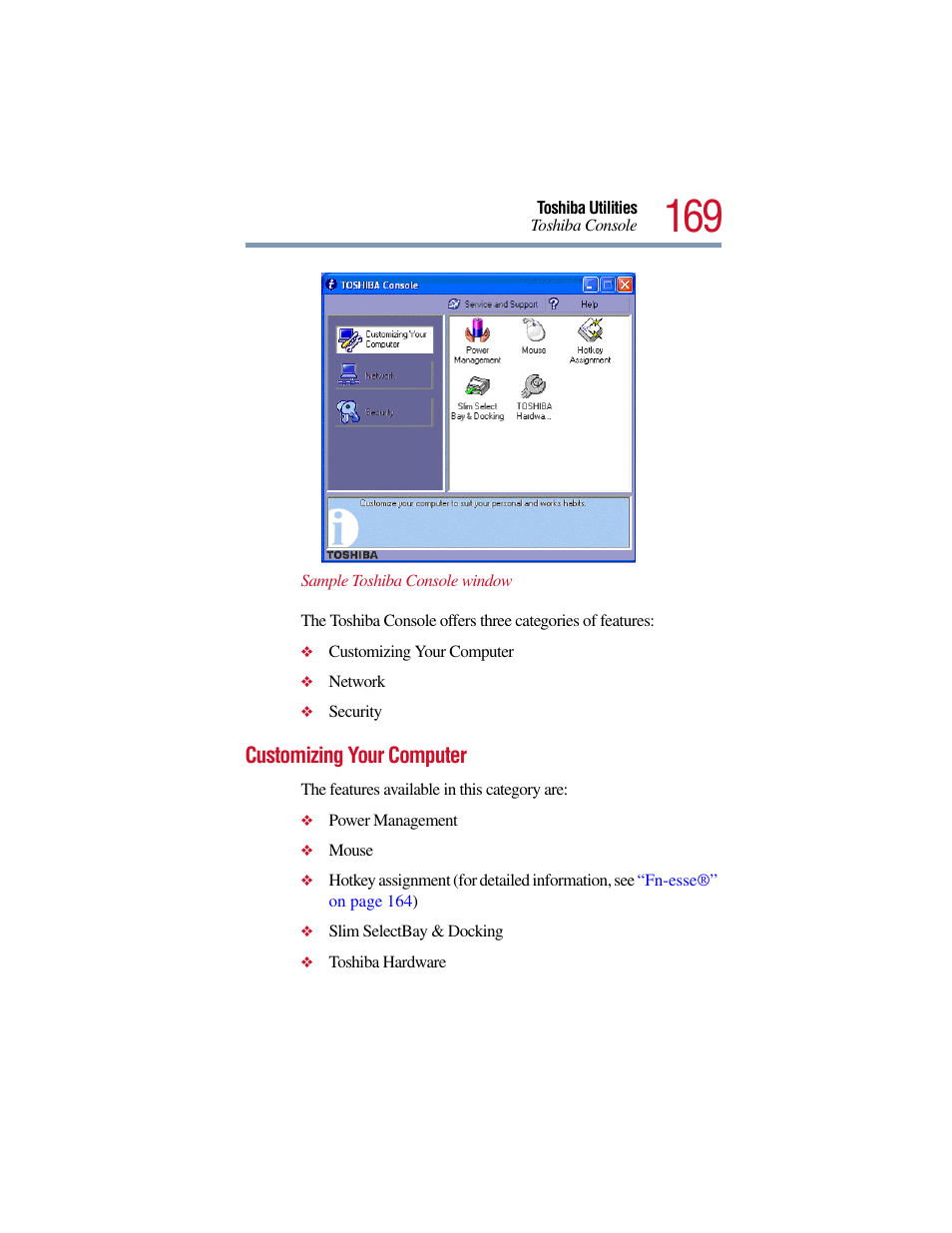 Customizing your computer | Toshiba Satellite Pro 6000 Series User Manual | Page 169 / 295