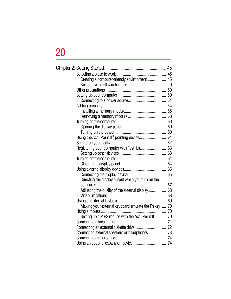 Toshiba Satellite Pro 6000 Series User Manual | Page 20 / 295