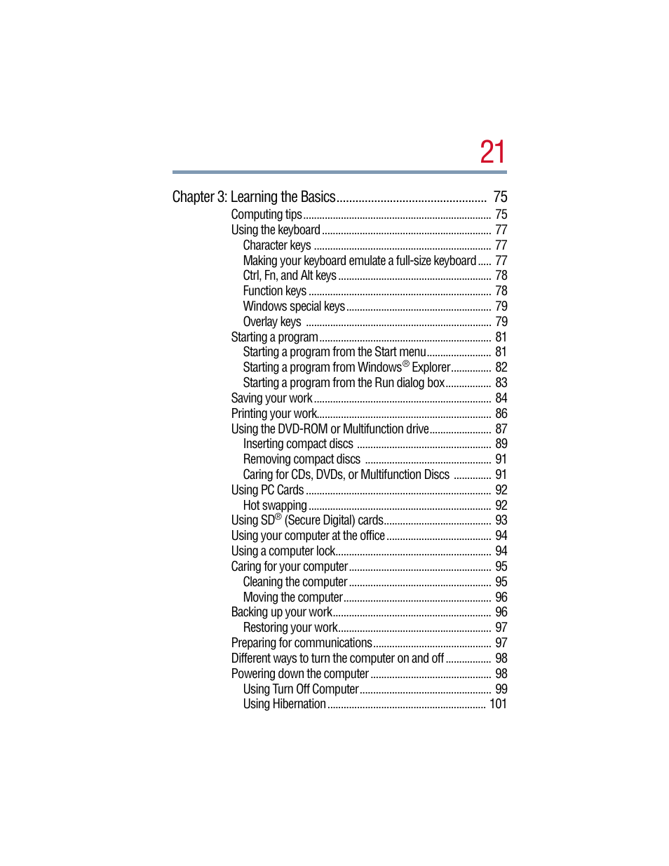 Toshiba Satellite Pro 6000 Series User Manual | Page 21 / 295