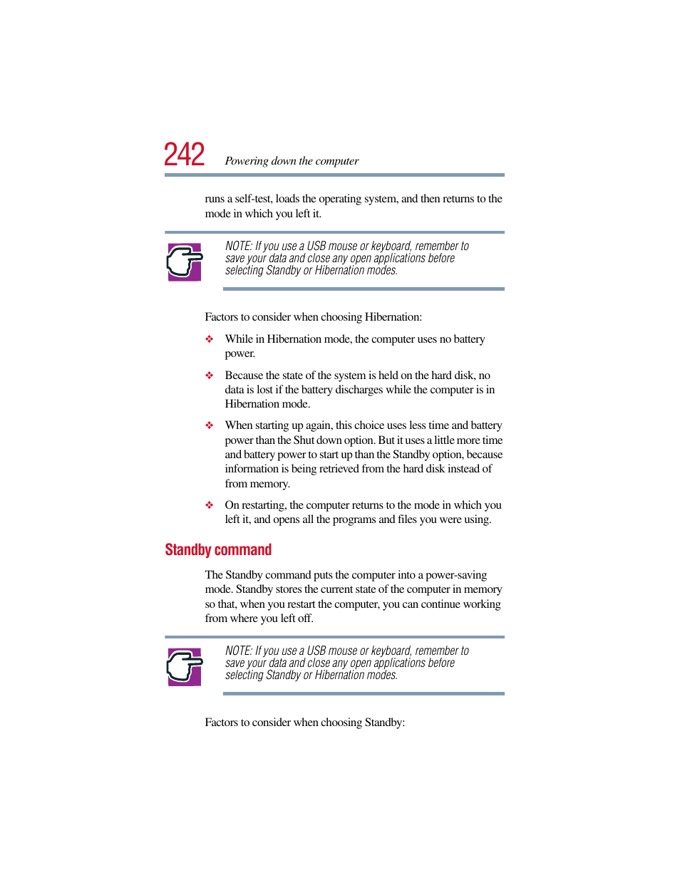 Standby command | Toshiba Satellite Pro 6000 Series User Manual | Page 242 / 295