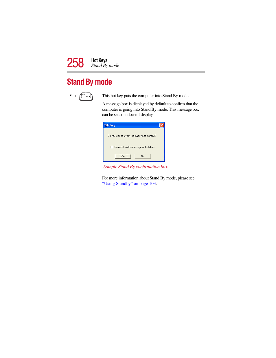 Stand by mode | Toshiba Satellite Pro 6000 Series User Manual | Page 258 / 295