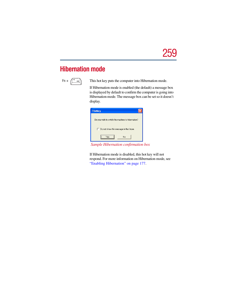 Hibernation mode | Toshiba Satellite Pro 6000 Series User Manual | Page 259 / 295