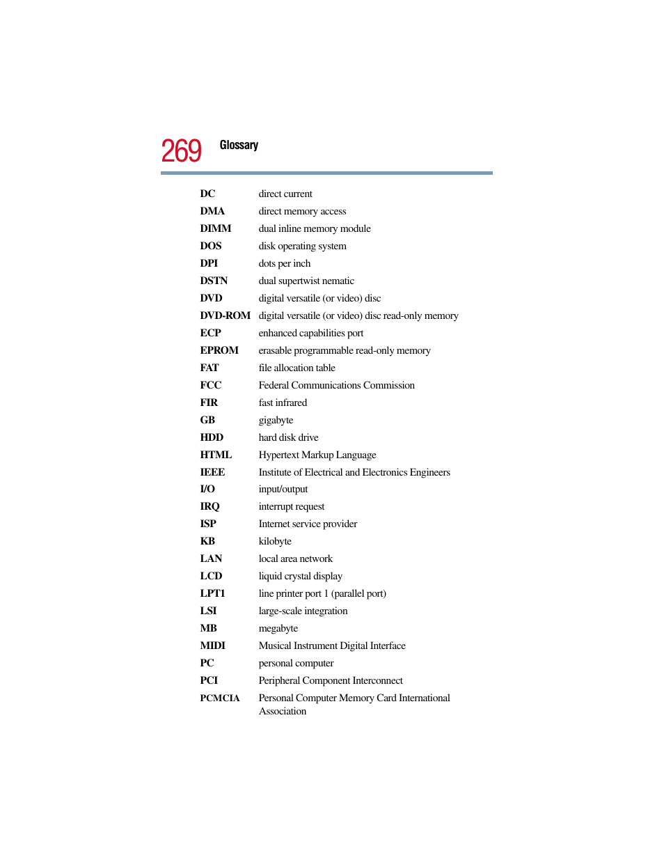 Toshiba Satellite Pro 6000 Series User Manual | Page 269 / 295