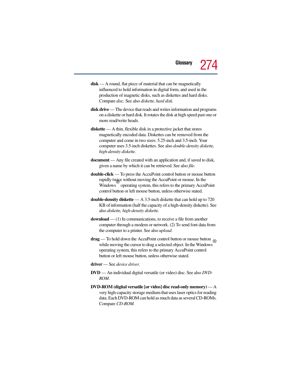 Toshiba Satellite Pro 6000 Series User Manual | Page 274 / 295