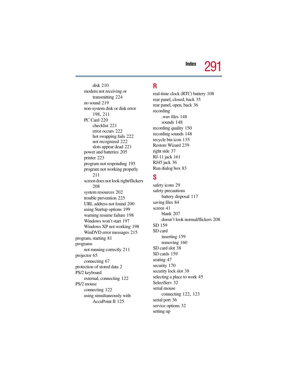 Toshiba Satellite Pro 6000 Series User Manual | Page 291 / 295