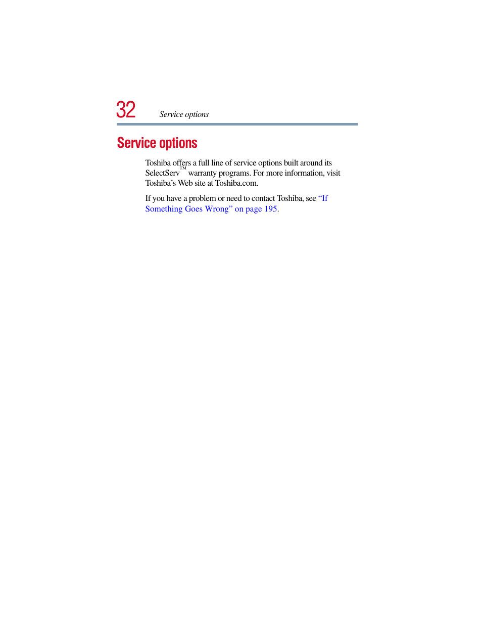 Service options | Toshiba Satellite Pro 6000 Series User Manual | Page 32 / 295