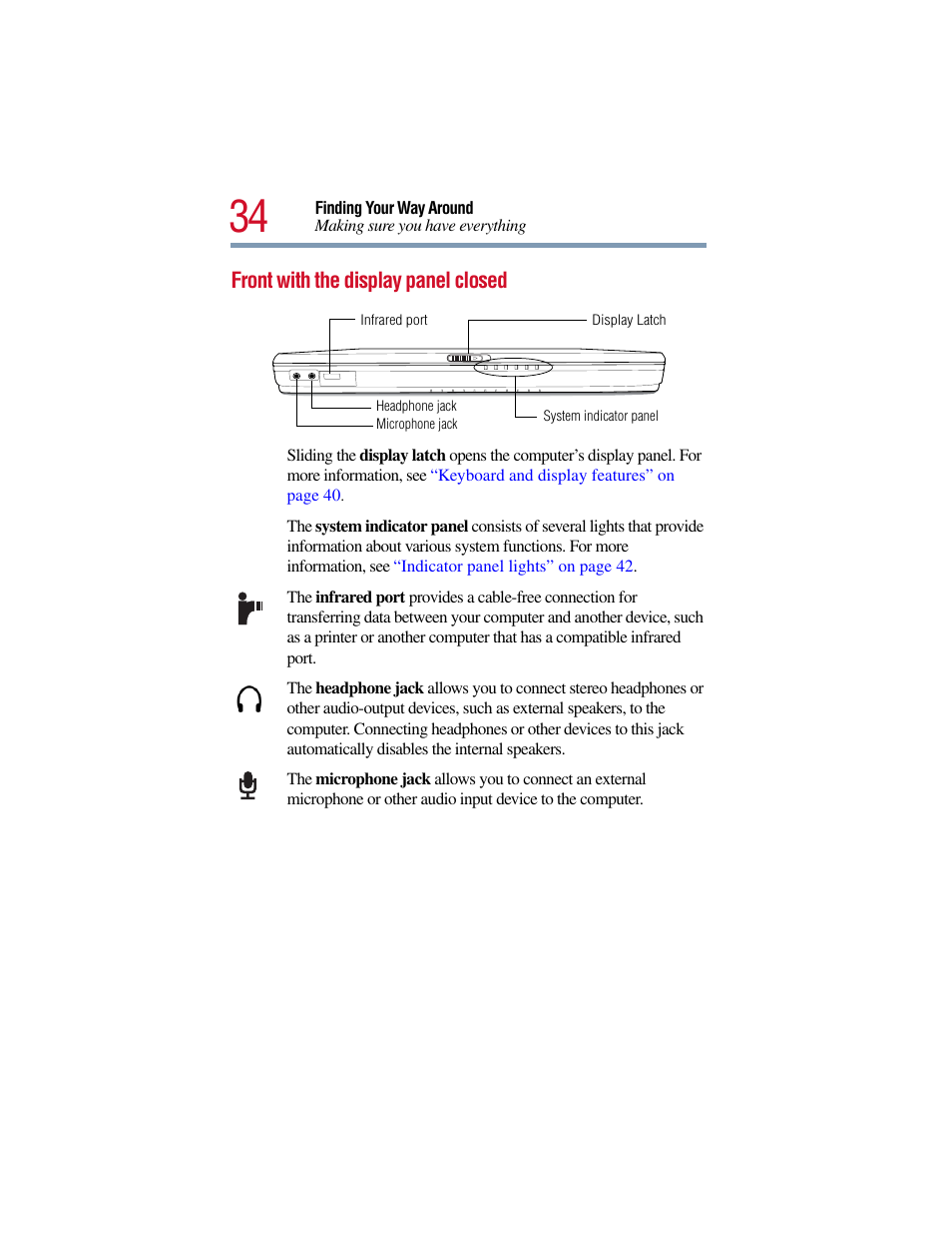 Front with the display panel closed | Toshiba Satellite Pro 6000 Series User Manual | Page 34 / 295