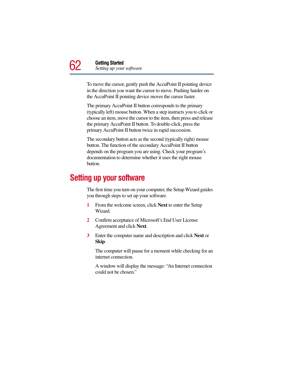 Setting up your software | Toshiba Satellite Pro 6000 Series User Manual | Page 62 / 295