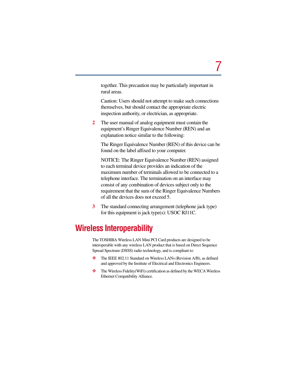 Wireless interoperability | Toshiba Satellite Pro 6000 Series User Manual | Page 7 / 295