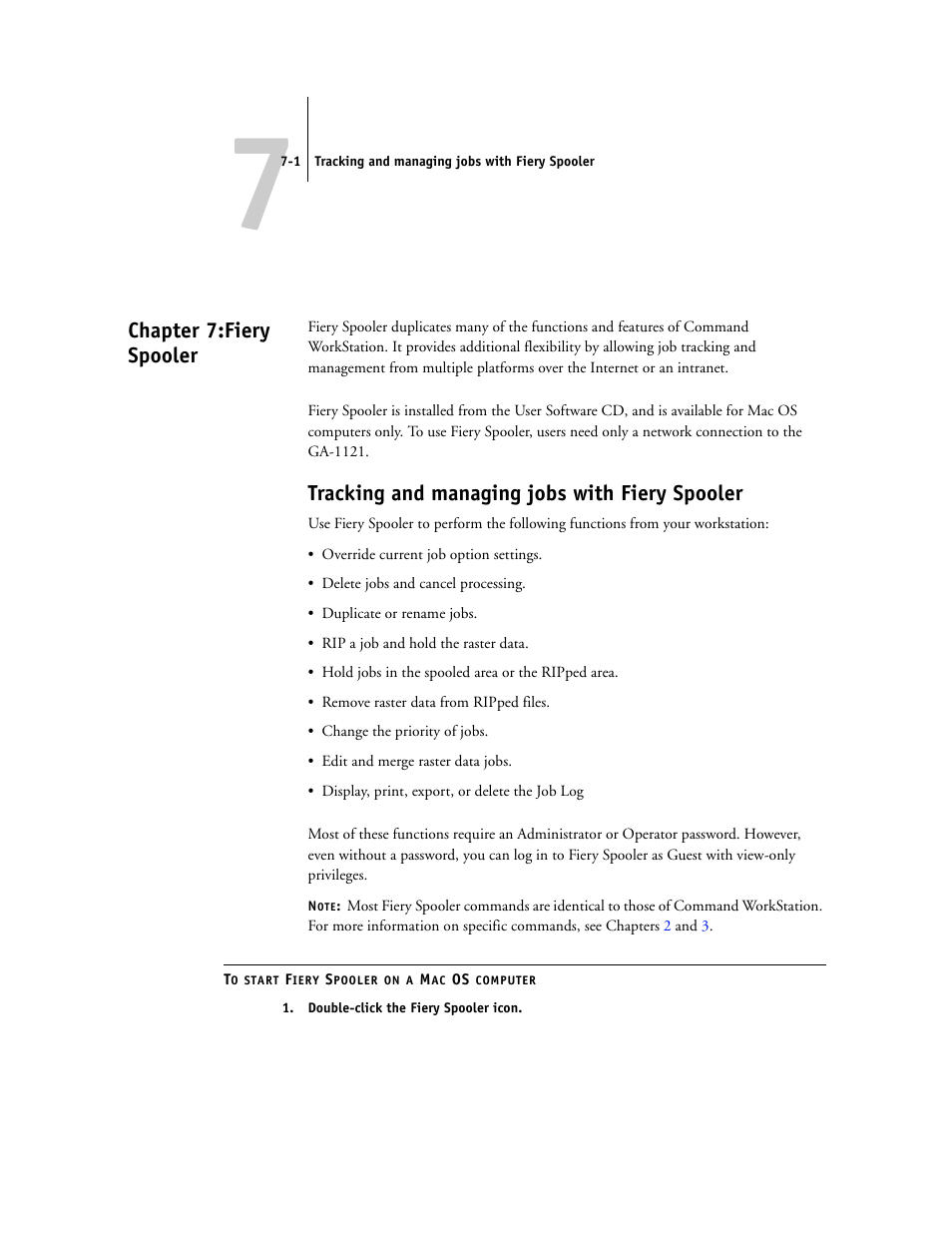 Chapter 7: fiery spooler, Tracking and managing jobs with fiery spooler, Chapter 7 | Chapter 7:fiery spooler | Toshiba FIERY GA-1121 User Manual | Page 151 / 210