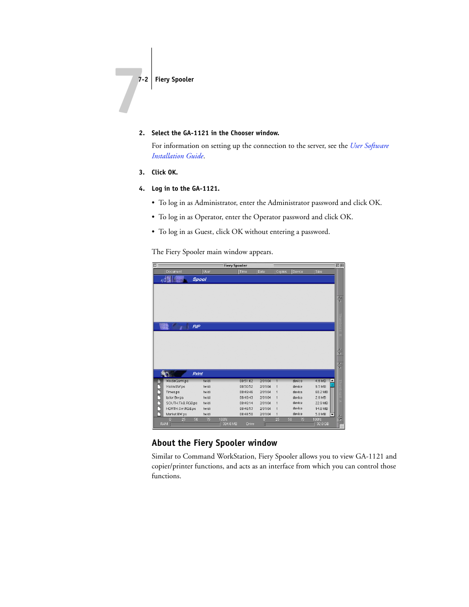 About the fiery spooler window | Toshiba FIERY GA-1121 User Manual | Page 152 / 210