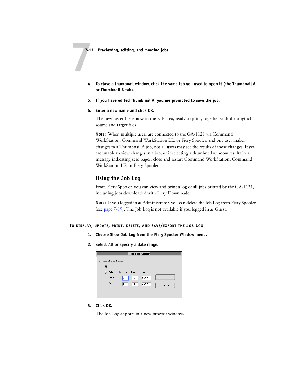 Using the job log | Toshiba FIERY GA-1121 User Manual | Page 167 / 210