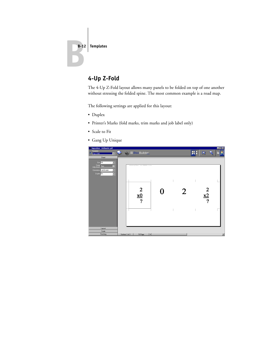 Up z-fold, B-12 | Toshiba FIERY GA-1121 User Manual | Page 192 / 210