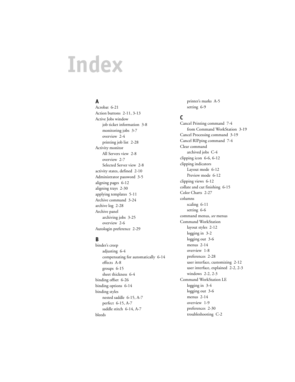 Index | Toshiba FIERY GA-1121 User Manual | Page 201 / 210