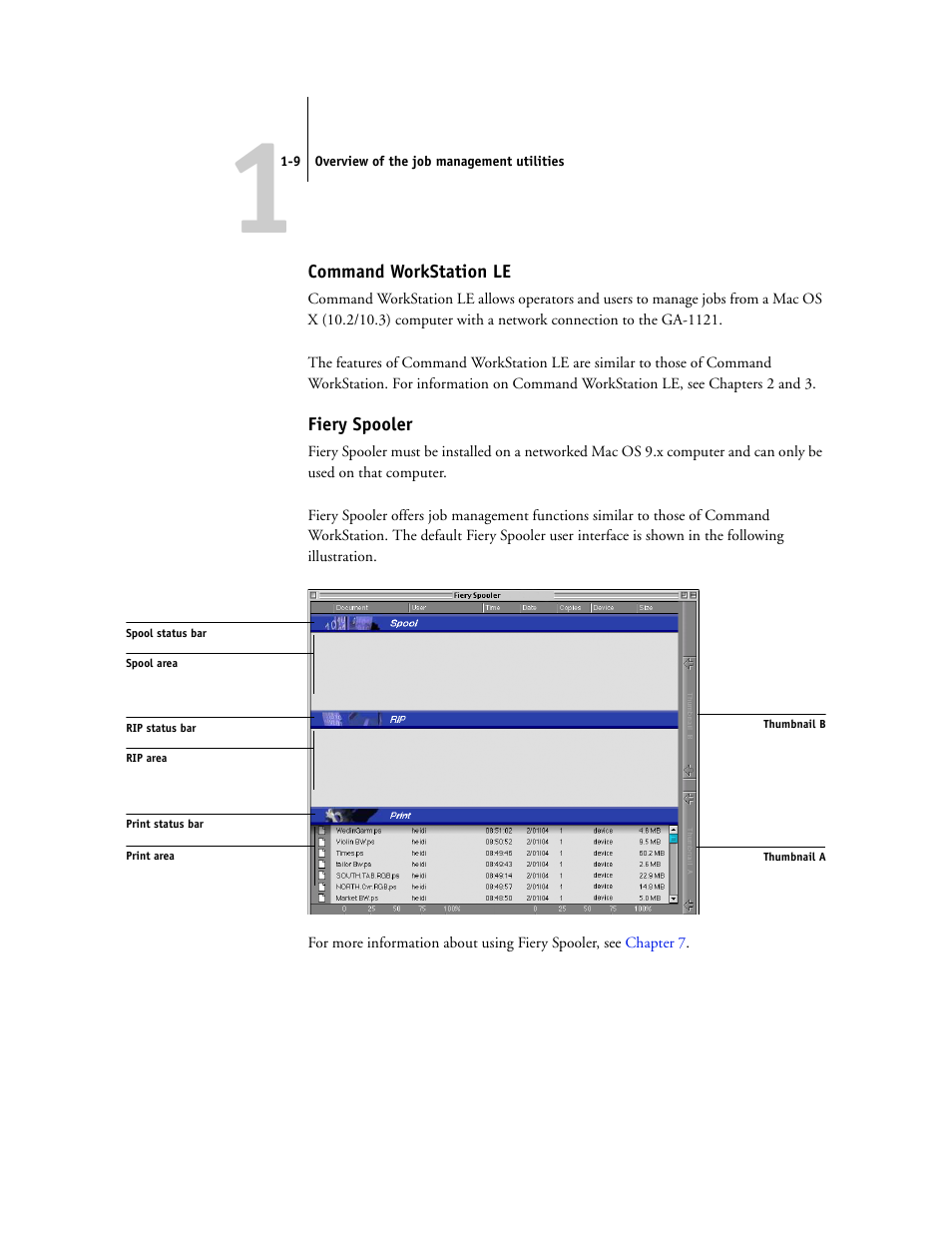 Command workstation le, Fiery spooler | Toshiba FIERY GA-1121 User Manual | Page 25 / 210