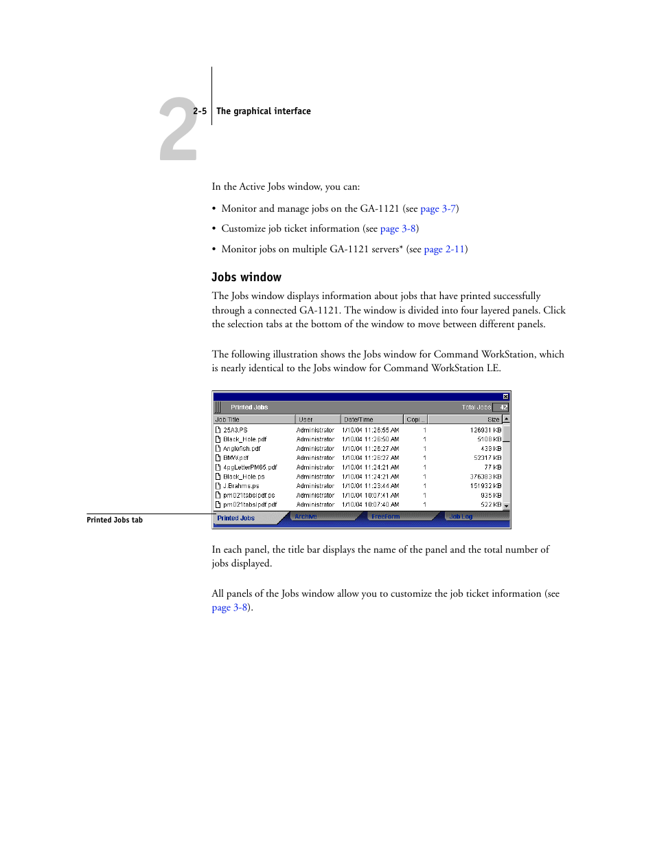 Jobs window | Toshiba FIERY GA-1121 User Manual | Page 31 / 210