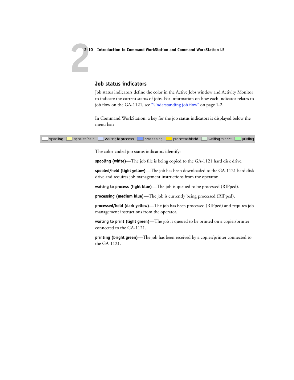 Job status indicators | Toshiba FIERY GA-1121 User Manual | Page 36 / 210