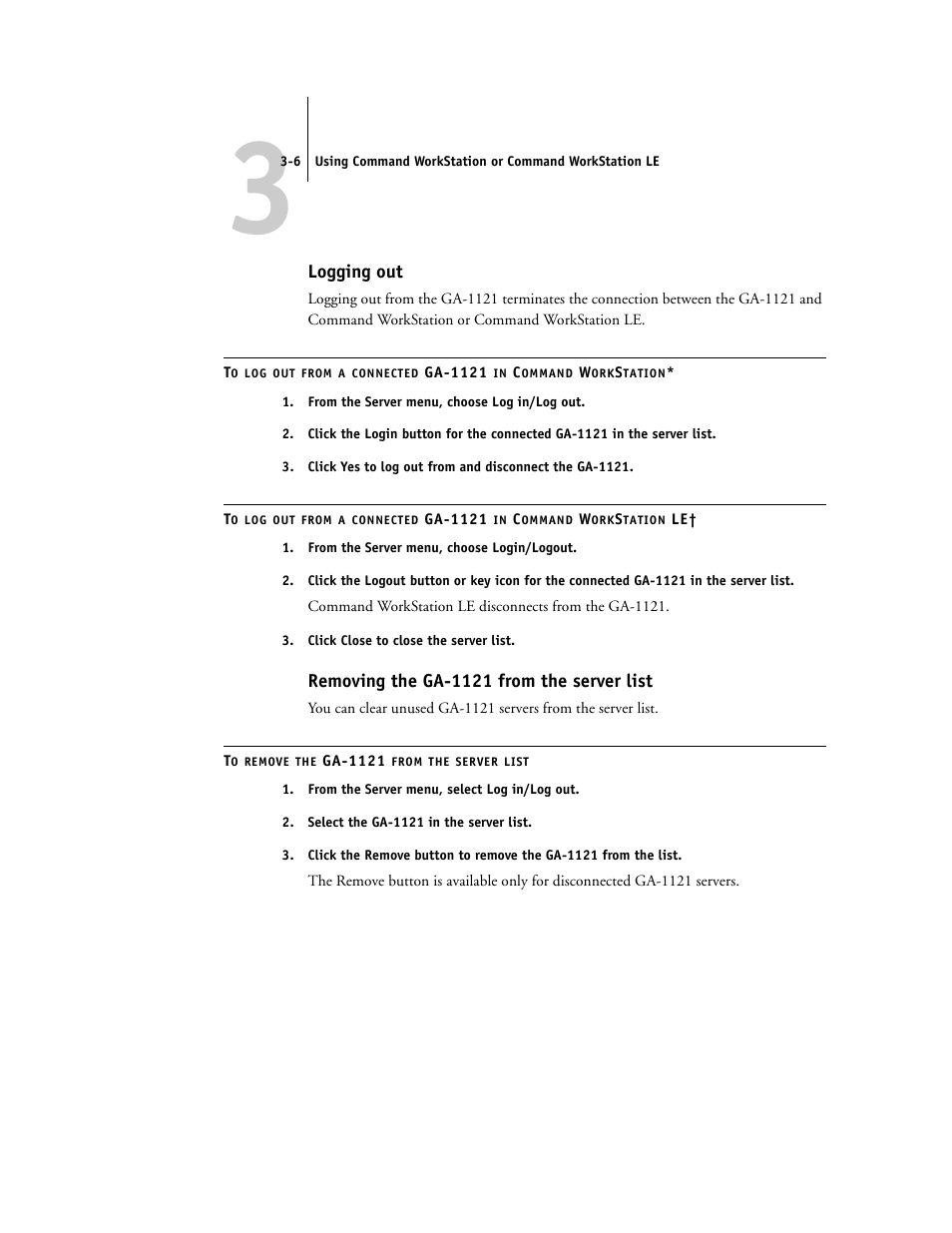 Logging out, Removing the ga-1121 from the server list | Toshiba FIERY GA-1121 User Manual | Page 68 / 210