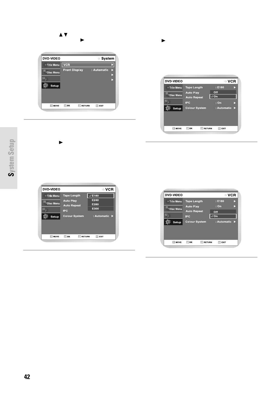 System setup | Toshiba D-VR3SB User Manual | Page 42 / 110