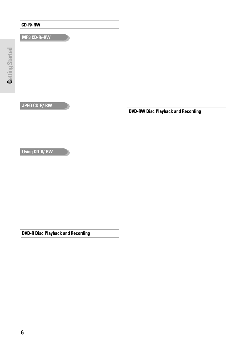 Getting started, 6 - english | Toshiba D-VR3SB User Manual | Page 6 / 110