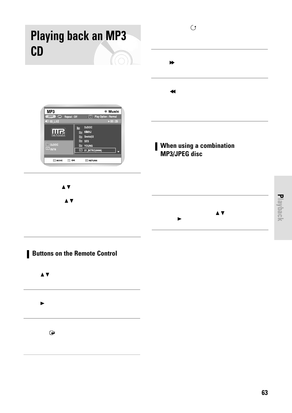 Playing back an mp3 cd | Toshiba D-VR3SB User Manual | Page 63 / 110