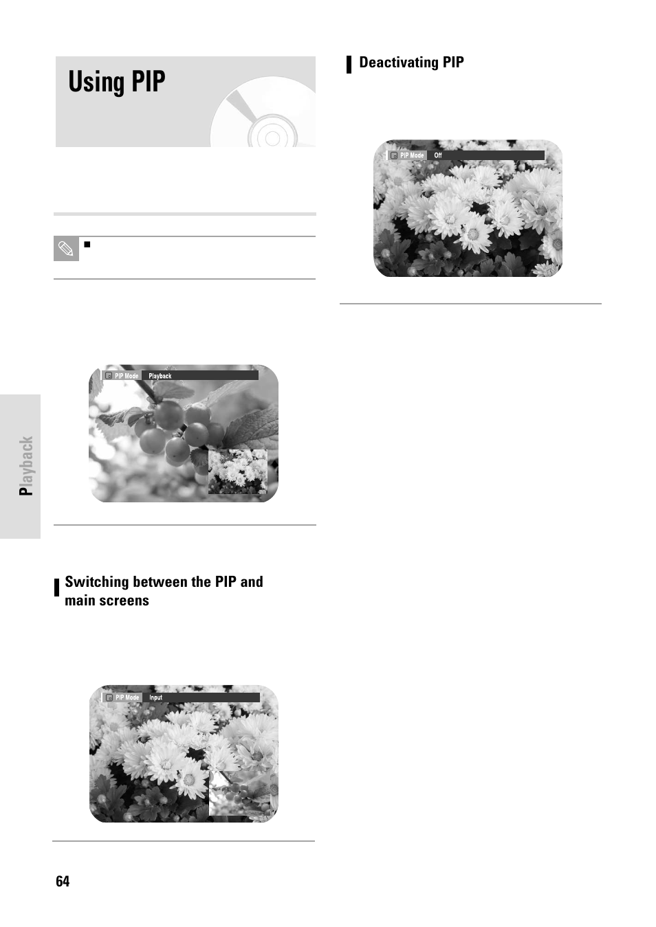 Using pip | Toshiba D-VR3SB User Manual | Page 64 / 110