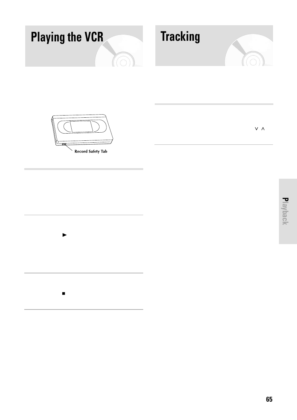 Playing the vcr, Tracking | Toshiba D-VR3SB User Manual | Page 65 / 110